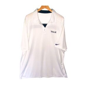 Nike Mens XL Polo Shirt White Yale University Logo Short Sleeve Embroidered Golf